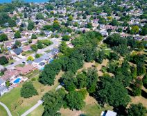 Aerial view of LaSalle with residential areas and lush green spaces